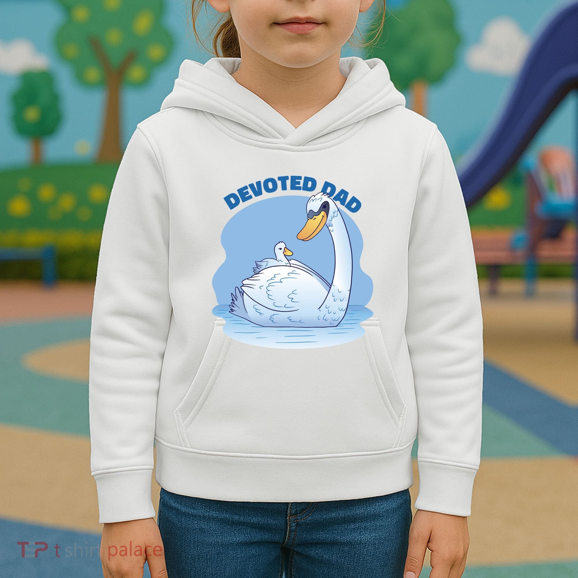 Devoted Dad Swan Fathers Day Gift Kids Hoodie