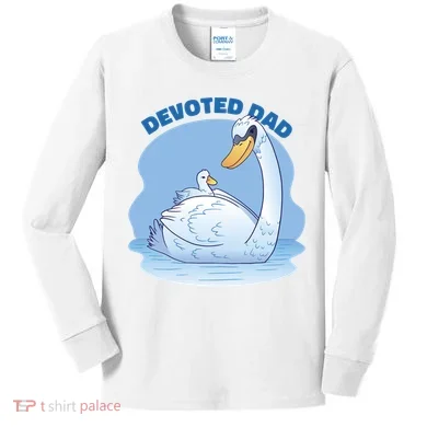Devoted Dad Swan Fathers Day Gift Kids Long Sleeve Shirt