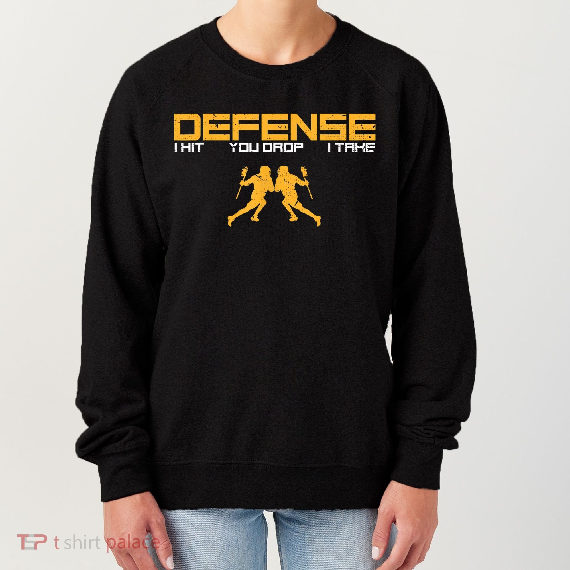 Defense Defender Stick Lacrosse Player Sports Graphic Print Women's Sweatshirt