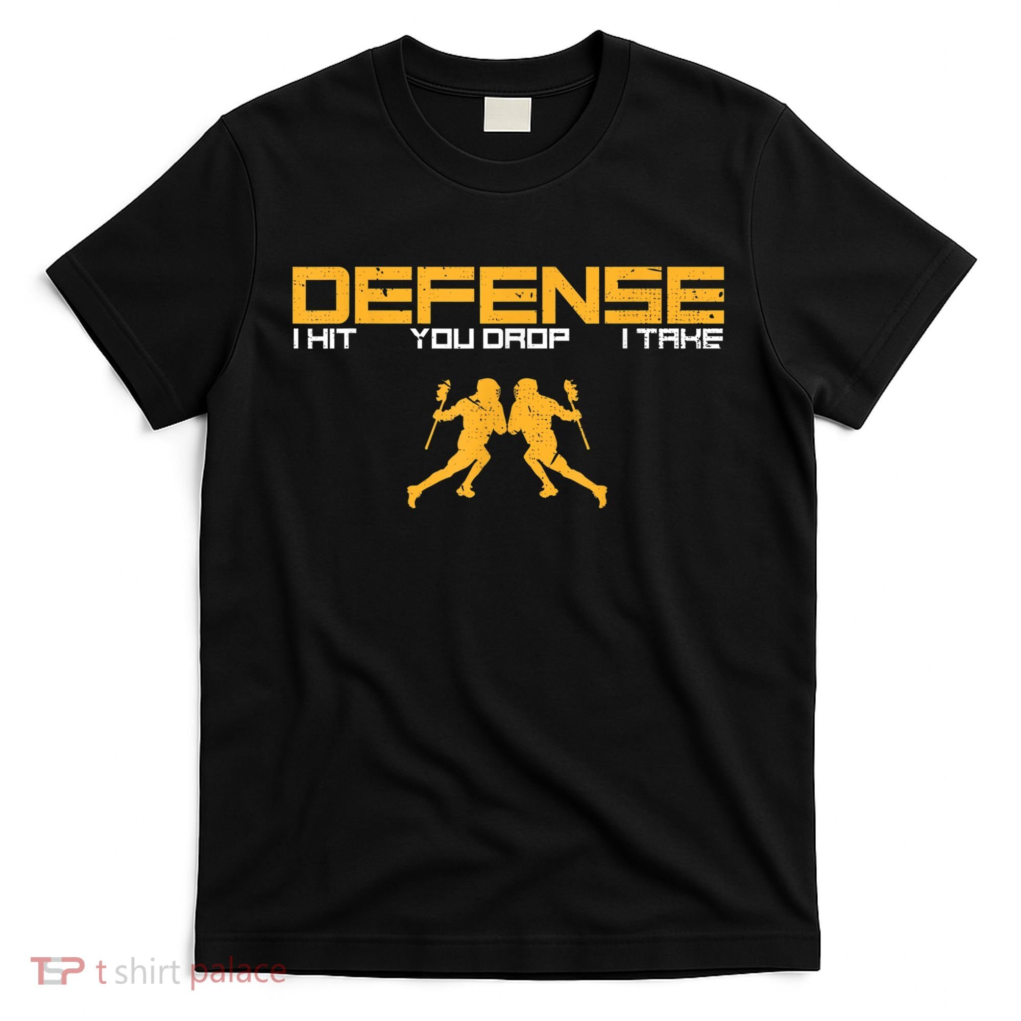Defense Defender Stick Lacrosse Player Sports Graphic Print T-Shirt