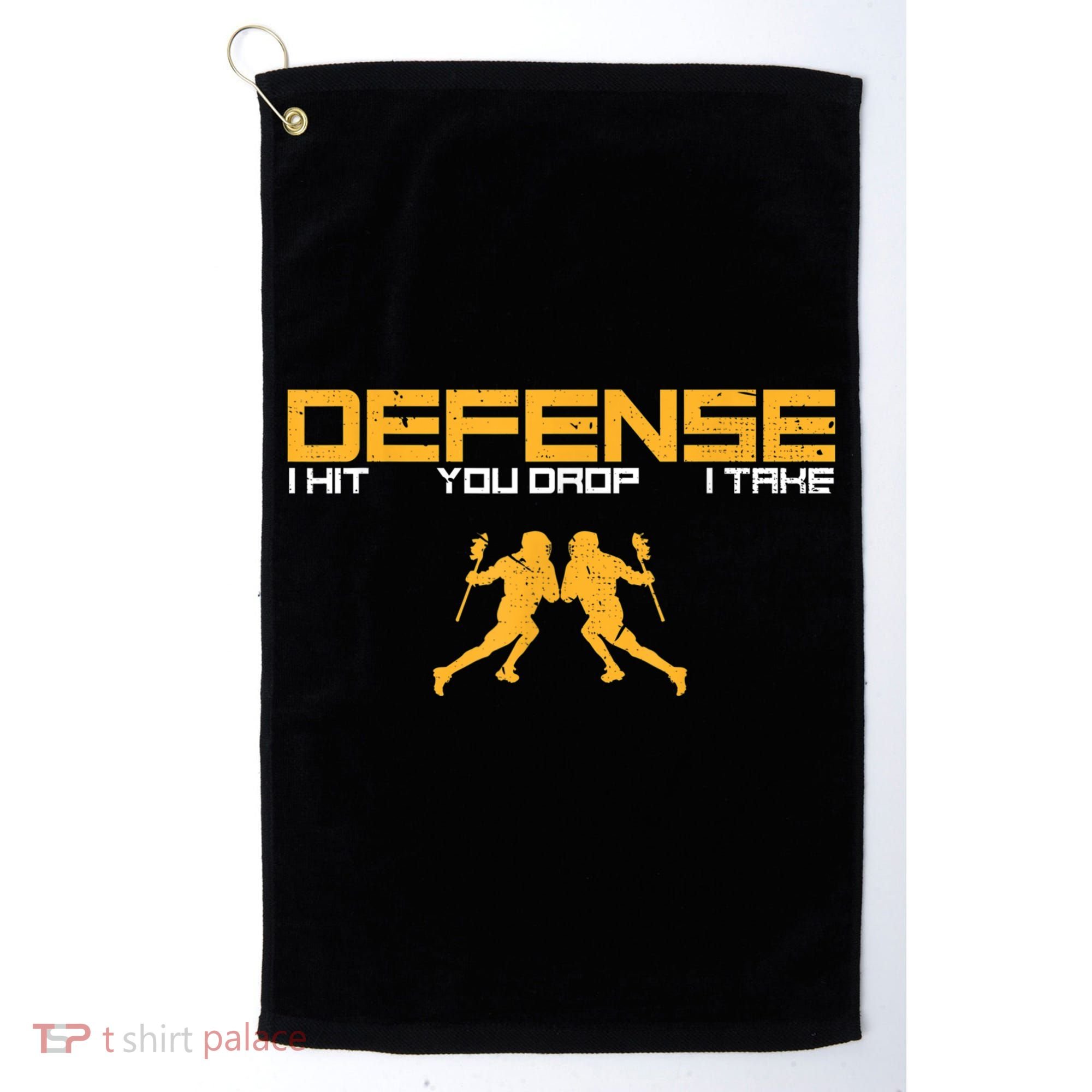 Defense Defender Stick Lacrosse Player Sports Graphic Print Golf Towel