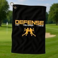 Defense Defender Stick Lacrosse Player Sports Graphic Print Golf Towel thumb 1