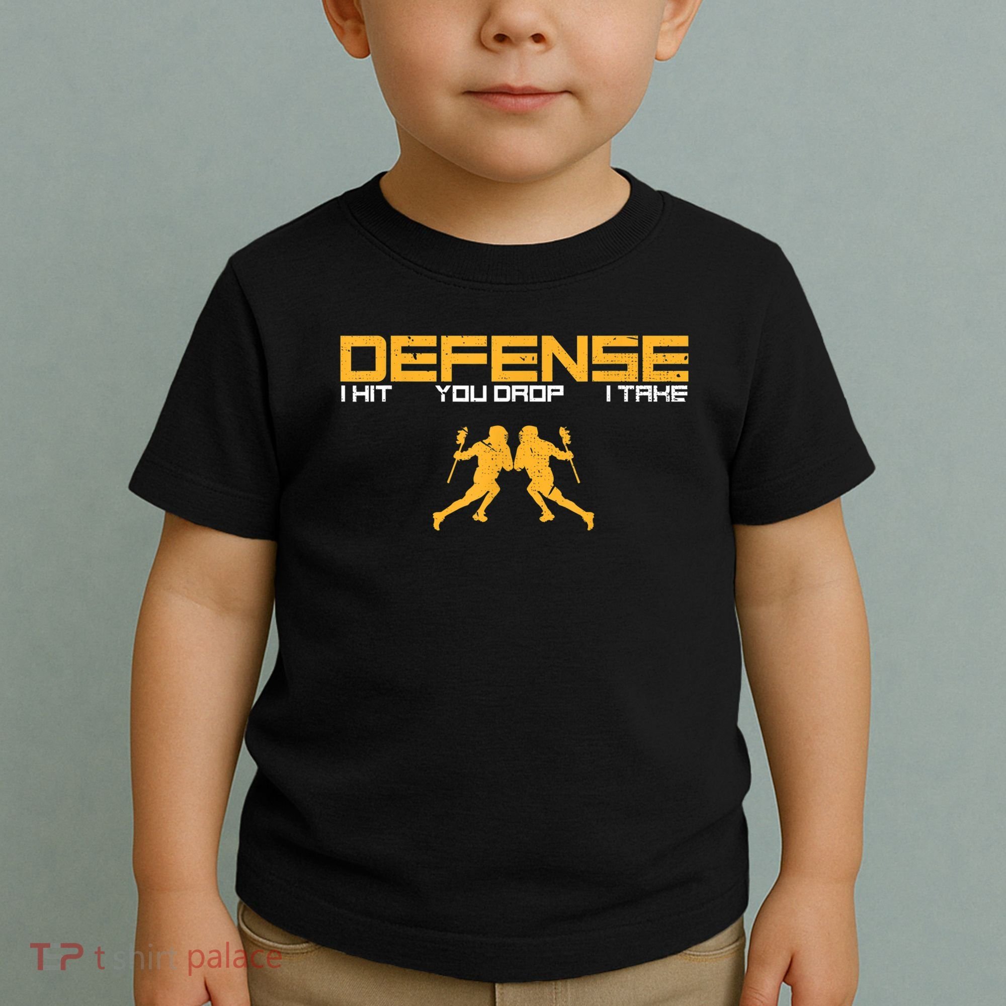 Defense Defender Stick Lacrosse Player Sports Graphic Print Toddler T-Shirt