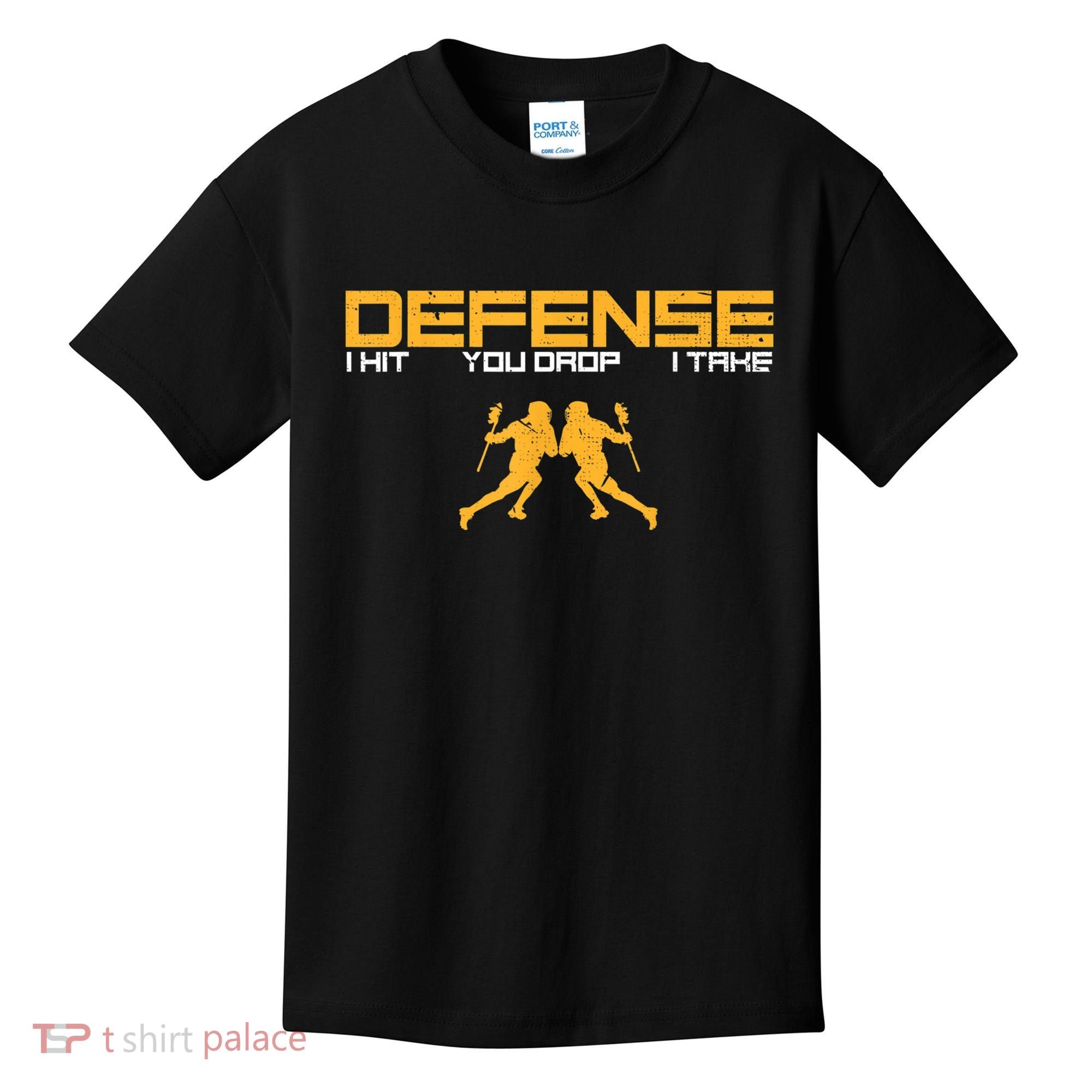 Defense Defender Stick Lacrosse Player Sports Graphic Print Kids T-Shirt