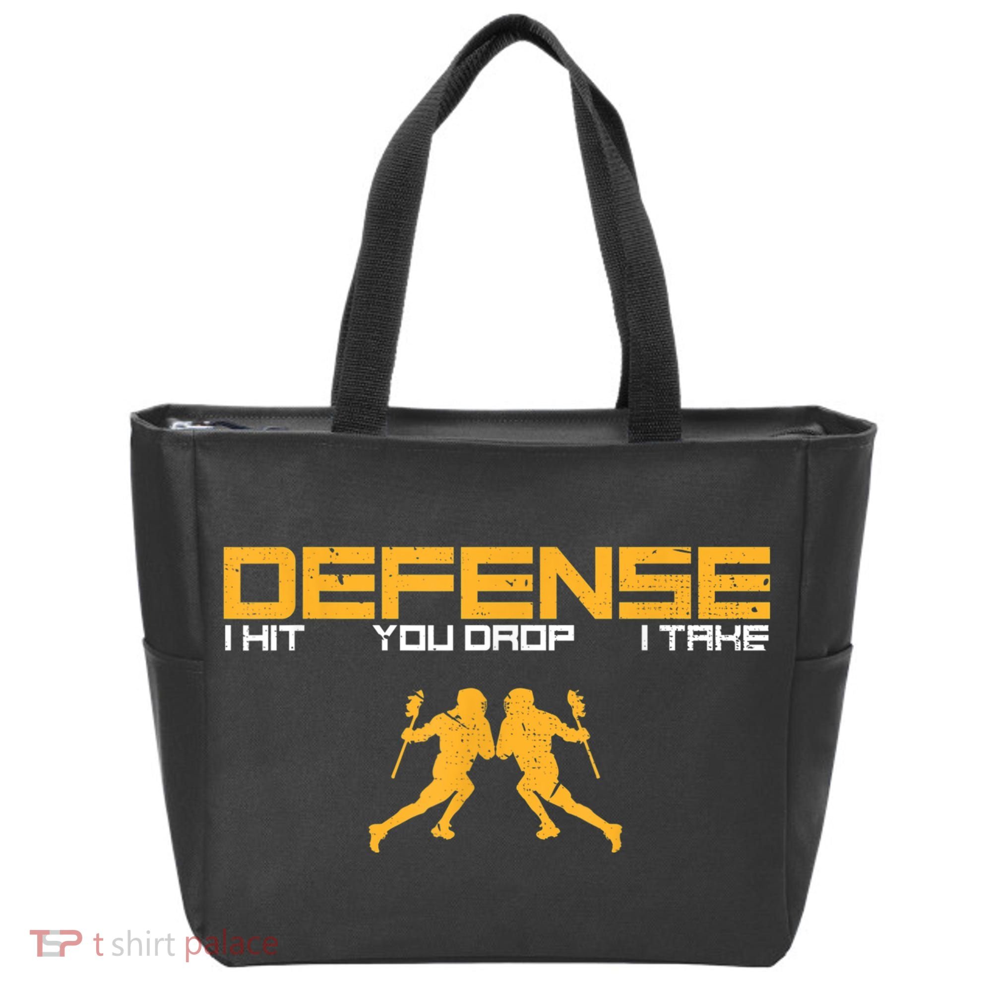 Defense Defender Stick Lacrosse Player Sports Graphic Print Tote Bag