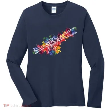 Drummer Drum Set Drumsticks Women's Long Sleeve Shirt