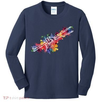 Drummer Drum Set Drumsticks Kids Long Sleeve Shirt