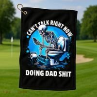 Doing Dad Shit Dad Joke Skeleton Dad Funny Dad Fathers Day Golf Towel thumb 1