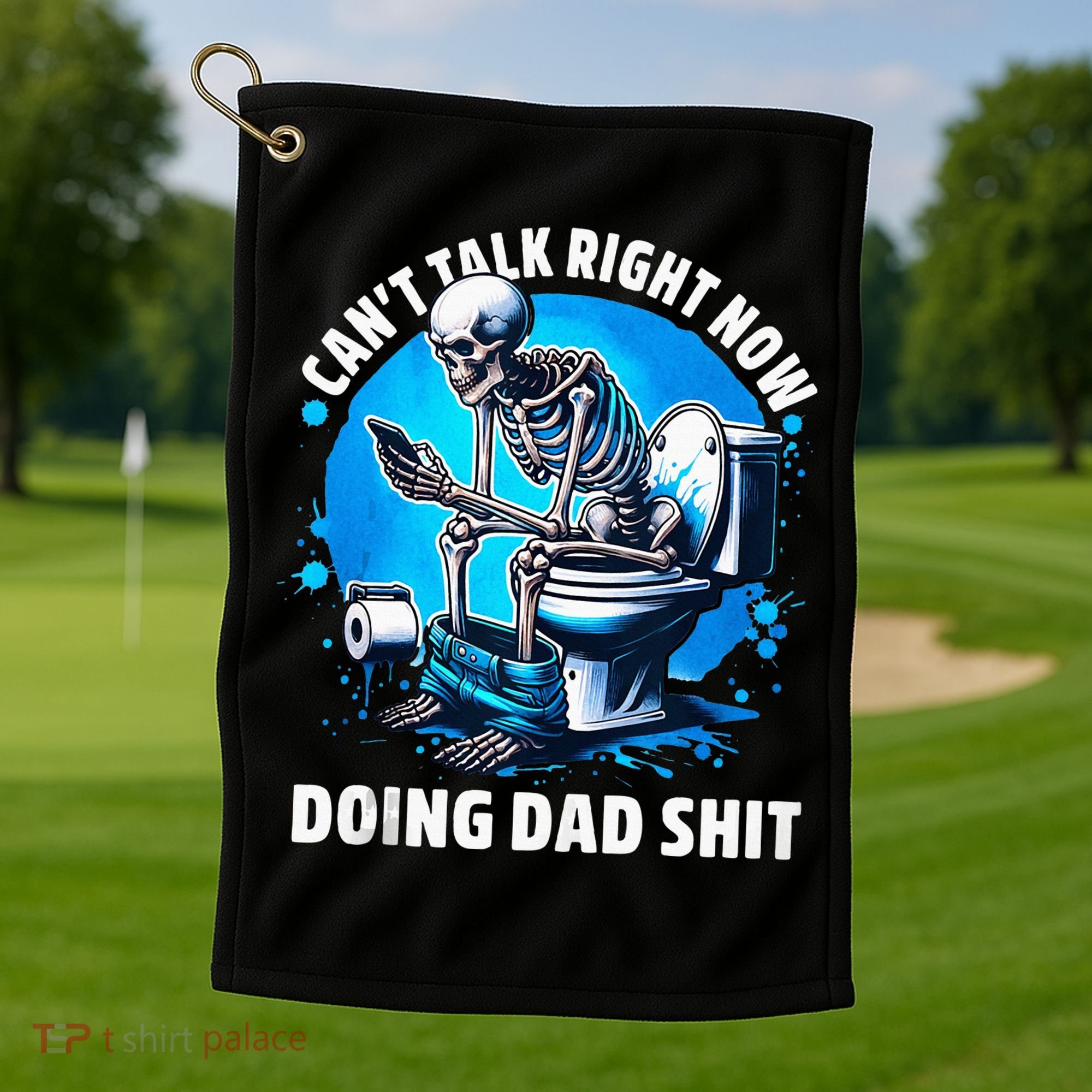 Doing Dad Shit Dad Joke Skeleton Dad Funny Dad Fathers Day Golf Towel