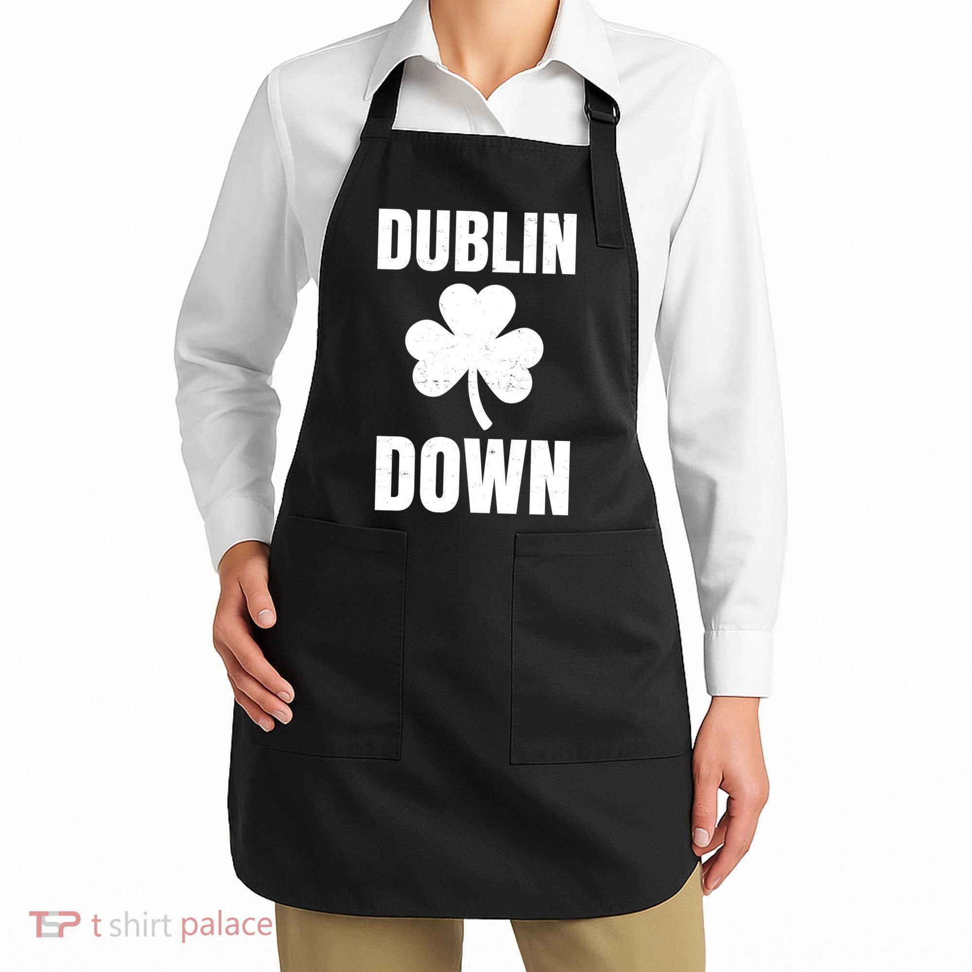 Dublin Down St Patricks Day Clover Apron
