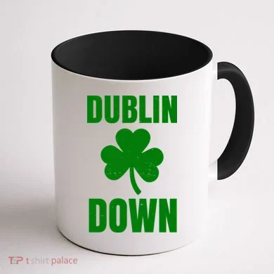 Dublin Down St Patricks Day Clover Coffee Mug back