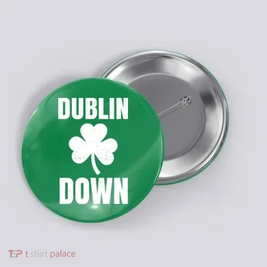 Dublin Down St Patricks Day Clover Button