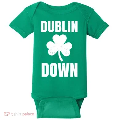 Dublin Down St Patricks Day Clover Baby Bodysuit