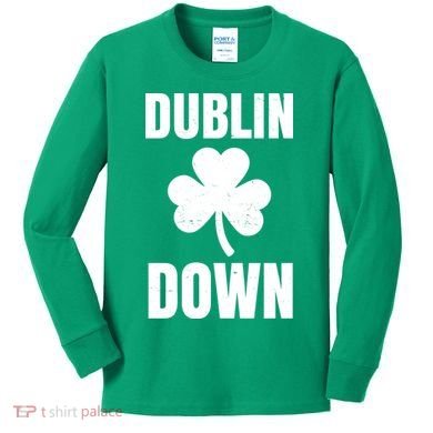 Dublin Down St Patricks Day Clover Kids Long Sleeve Shirt