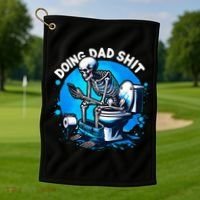 Doing Dad Shit Dad Joke Skeleton Dad Funny Dad Fathers Day Golf Towel thumb 1