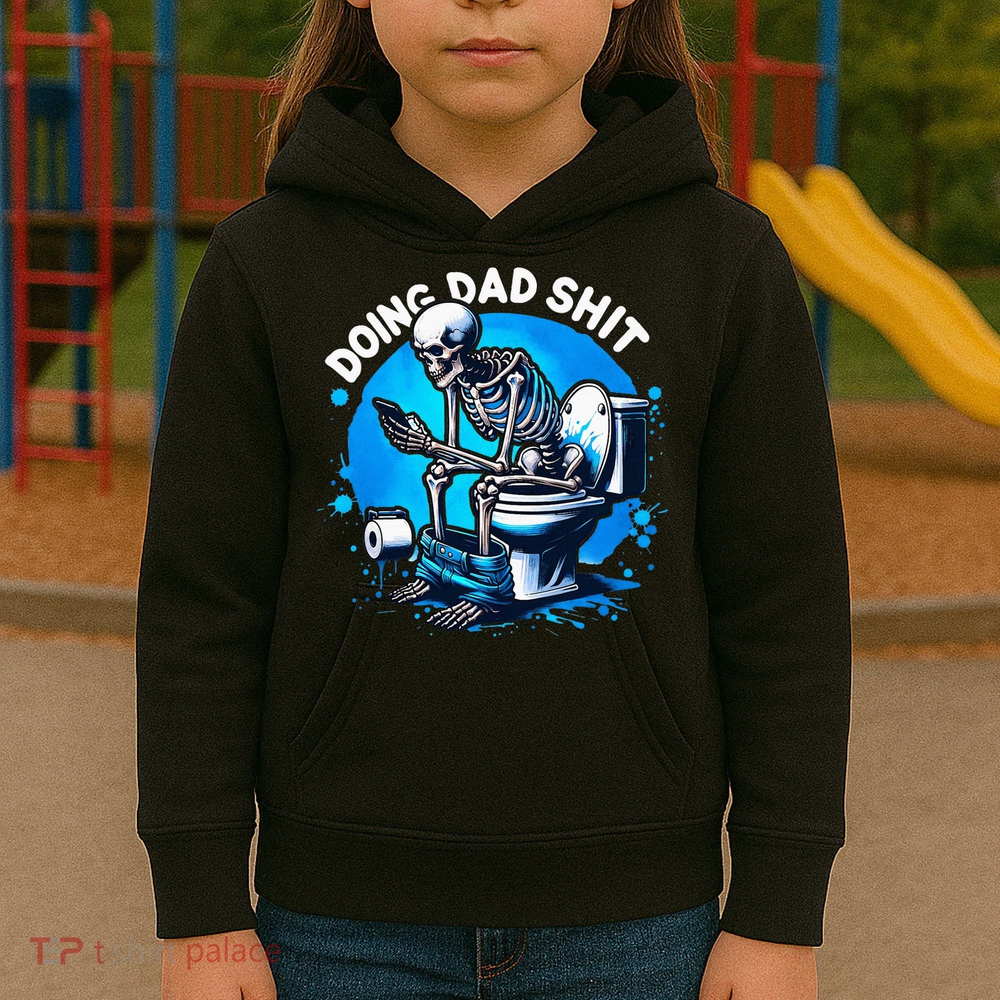 Doing Dad Shit Dad Joke Skeleton Dad Funny Dad Fathers Day Kids Hoodie
