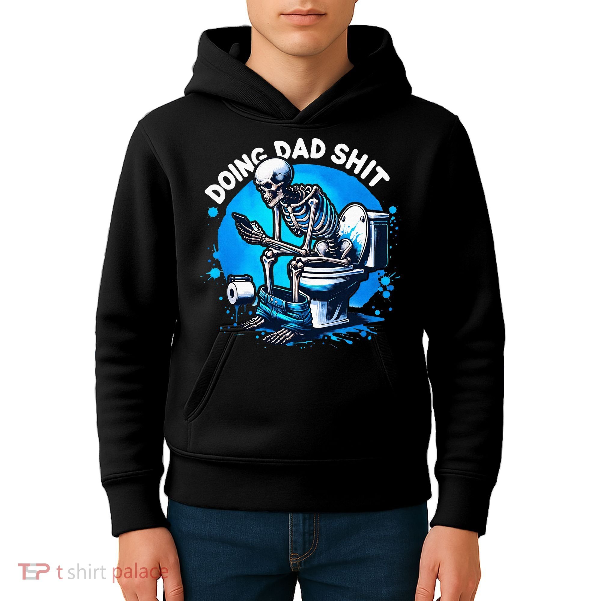 Doing Dad Shit Dad Joke Skeleton Dad Funny Dad Fathers Day Kids Hoodie