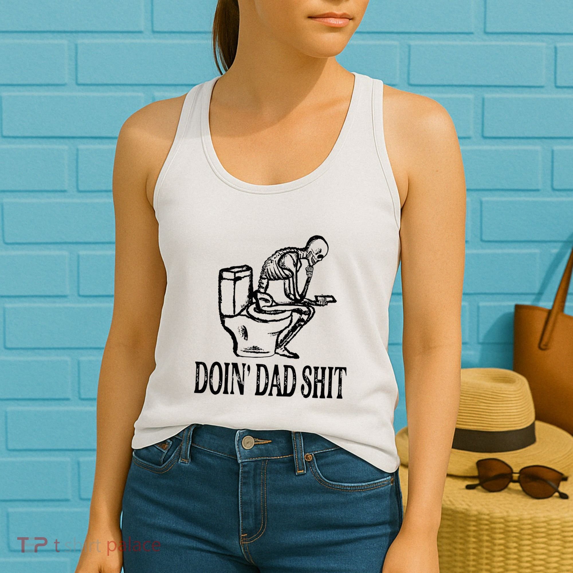 Doing Dad Shit Funny Skeleton Dad Joke Women's Tank Top