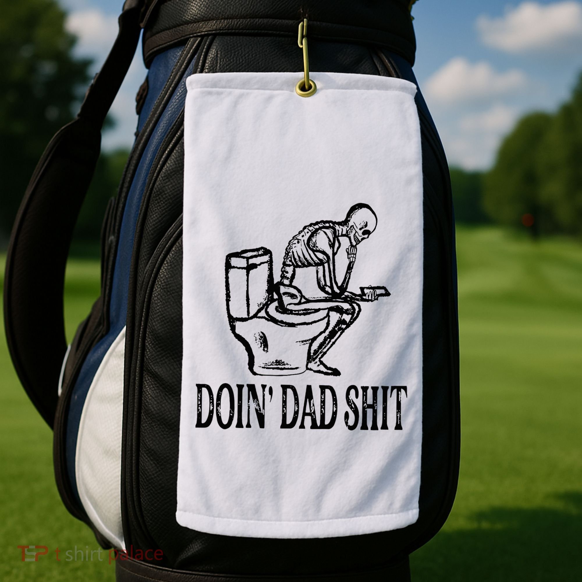 Doing Dad Shit Funny Skeleton Dad Joke Golf Towel