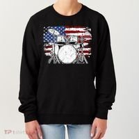 Drummer Drum Set Drums USA Flag American 4th Of July Gift Women's Sweatshirt thumb 0