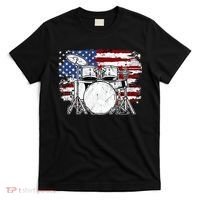 Drummer Drum Set Drums USA Flag American 4th Of July Gift T-Shirt thumb 0