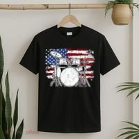 Drummer Drum Set Drums USA Flag American 4th Of July Gift T-Shirt thumb 2