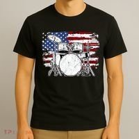 Drummer Drum Set Drums USA Flag American 4th Of July Gift T-Shirt thumb 3