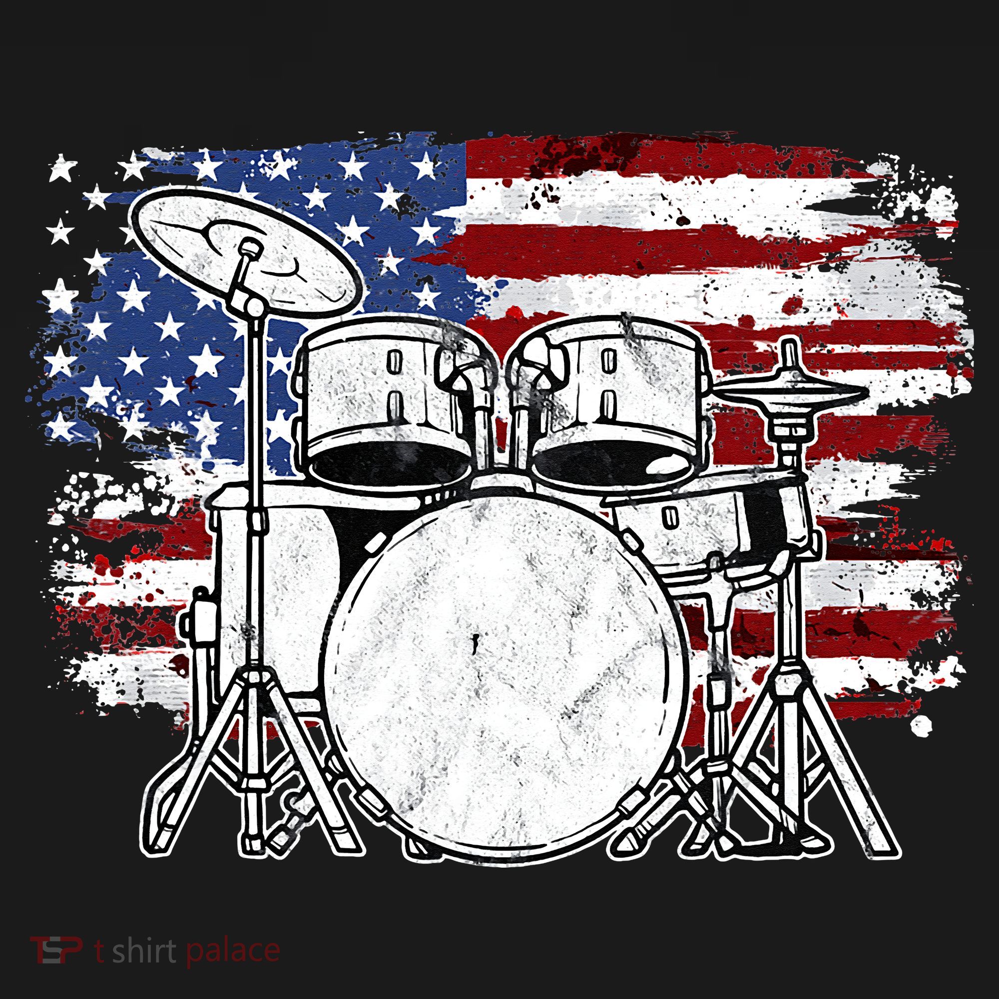 Drummer Drum Set Drums USA Flag American 4th Of July Gift T-Shirt