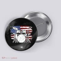 Drummer Drum Set Drums USA Flag American 4th Of July Gift Button thumb 0