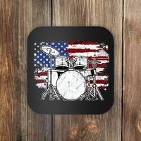Drummer Drum Set Drums USA Flag American 4th Of July Gift Coaster thumb 0