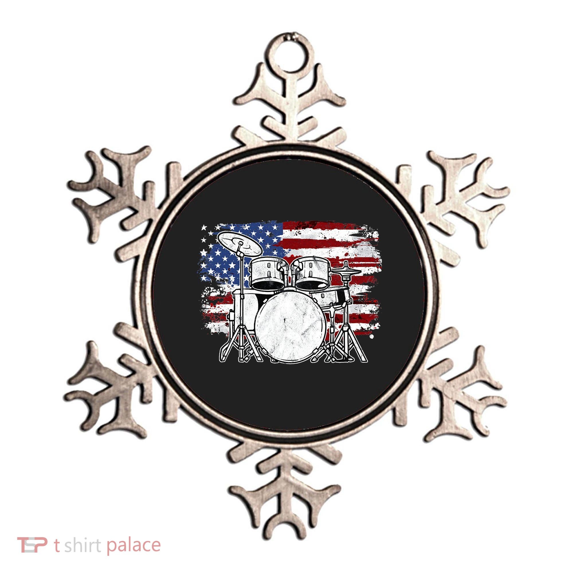 Drummer Drum Set Drums USA Flag American 4th Of July Gift Ornament