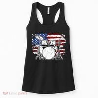 Drummer Drum Set Drums USA Flag American 4th Of July Gift Women's Tank Top thumb 0