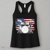 Drummer Drum Set Drums USA Flag American 4th Of July Gift Women's Tank Top thumb 3
