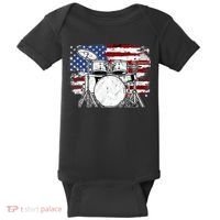 Drummer Drum Set Drums USA Flag American 4th Of July Gift Baby Bodysuit thumb 0