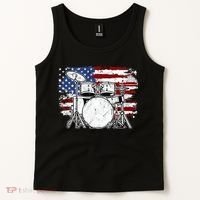 Drummer Drum Set Drums USA Flag American 4th Of July Gift Tank Top thumb 2