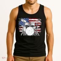 Drummer Drum Set Drums USA Flag American 4th Of July Gift Tank Top thumb 3
