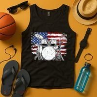 Drummer Drum Set Drums USA Flag American 4th Of July Gift Tank Top thumb 4
