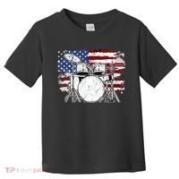 Drummer Drum Set Drums USA Flag American 4th Of July Gift Toddler T-Shirt thumb 0