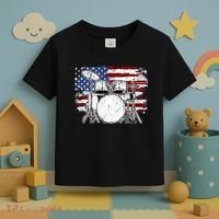Drummer Drum Set Drums USA Flag American 4th Of July Gift Toddler T-Shirt thumb 3