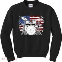 Drummer Drum Set Drums USA Flag American 4th Of July Gift Kids Sweatshirt thumb 0