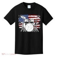 Drummer Drum Set Drums USA Flag American 4th Of July Gift Kids T-Shirt thumb 0