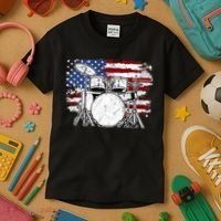 Drummer Drum Set Drums USA Flag American 4th Of July Gift Kids T-Shirt thumb 3
