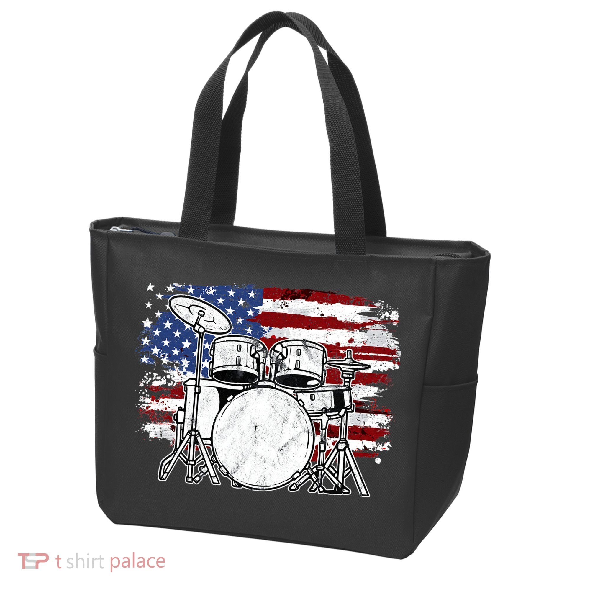 Drummer Drum Set Drums USA Flag American 4th Of July Gift Tote Bag