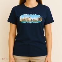 Downtown Detroit Skyline Watercolor Sketch T-Shirt thumb 4