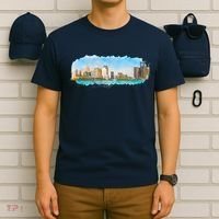 Downtown Detroit Skyline Watercolor Sketch T-Shirt thumb 6
