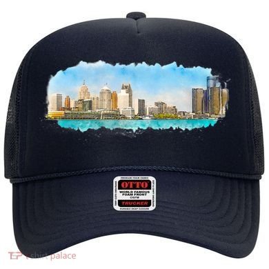 Downtown Detroit Skyline Watercolor Sketch Hat