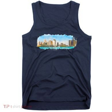 Downtown Detroit Skyline Watercolor Sketch Tank Top