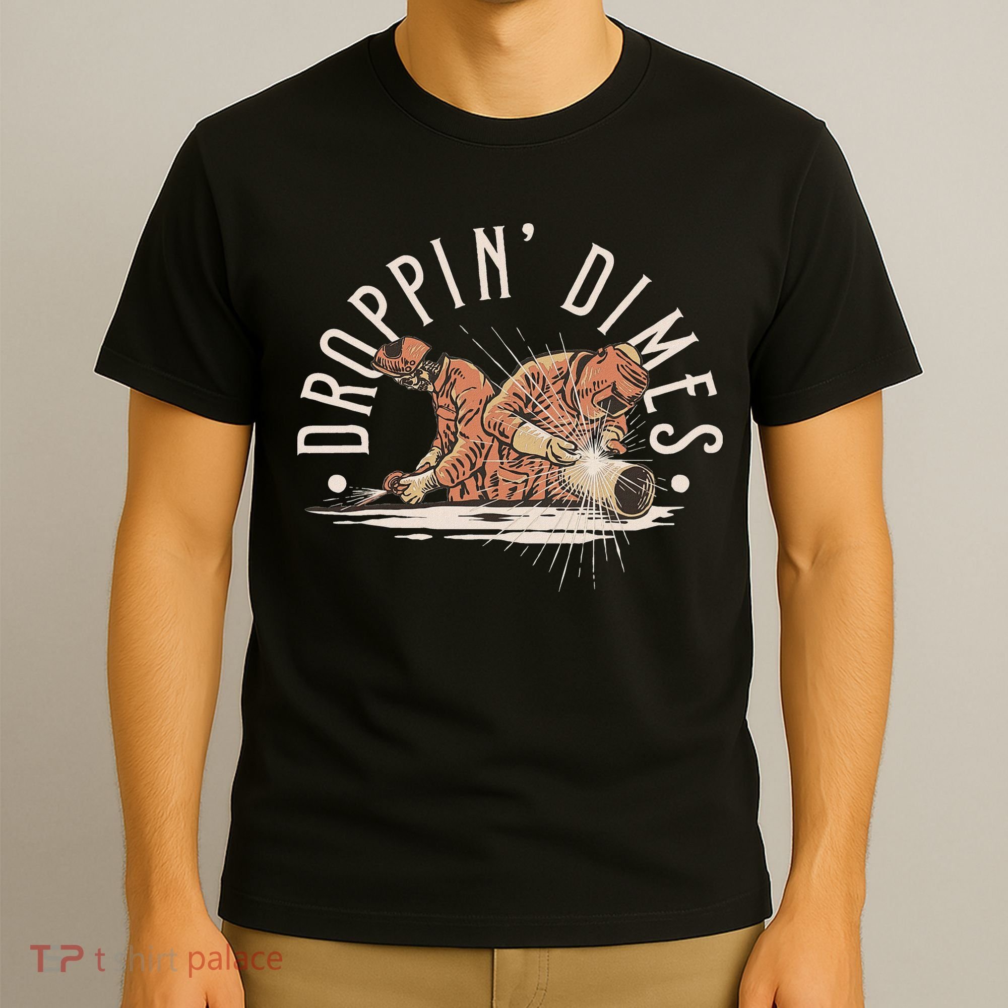 Droppin Dimes Skeleton Welding Humor T-Shirt