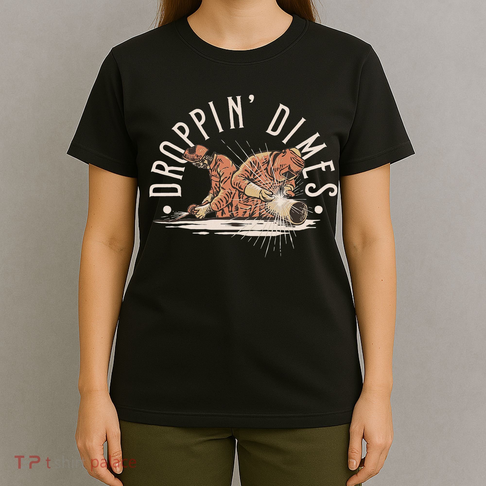 Droppin Dimes Skeleton Welding Humor T-Shirt