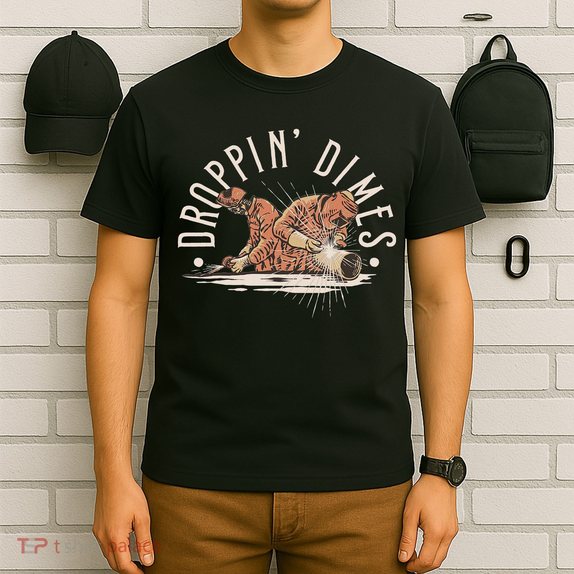 Droppin Dimes Skeleton Welding Humor T-Shirt